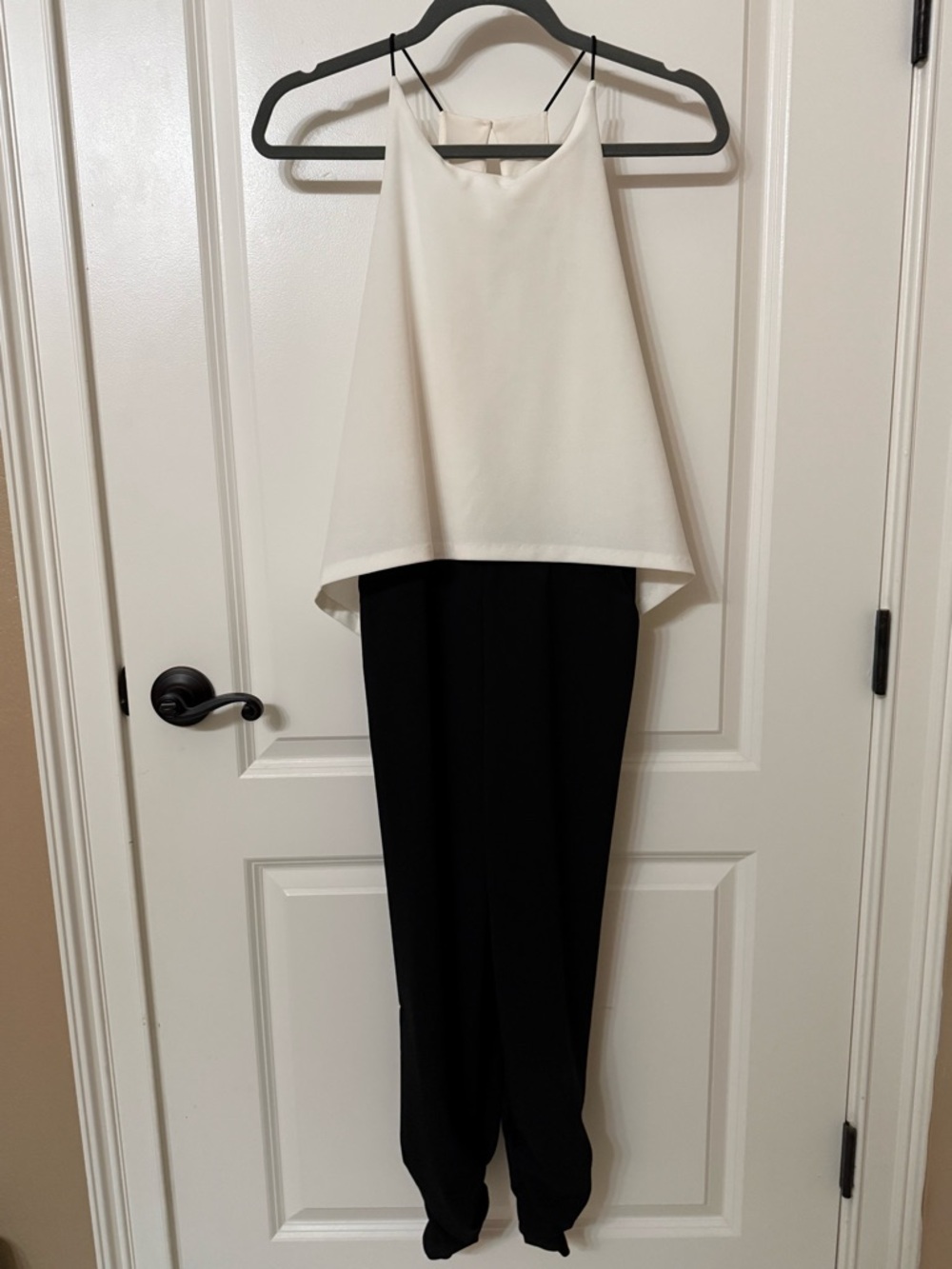 love...ady Black and White Halter Jumpsuit. Size L